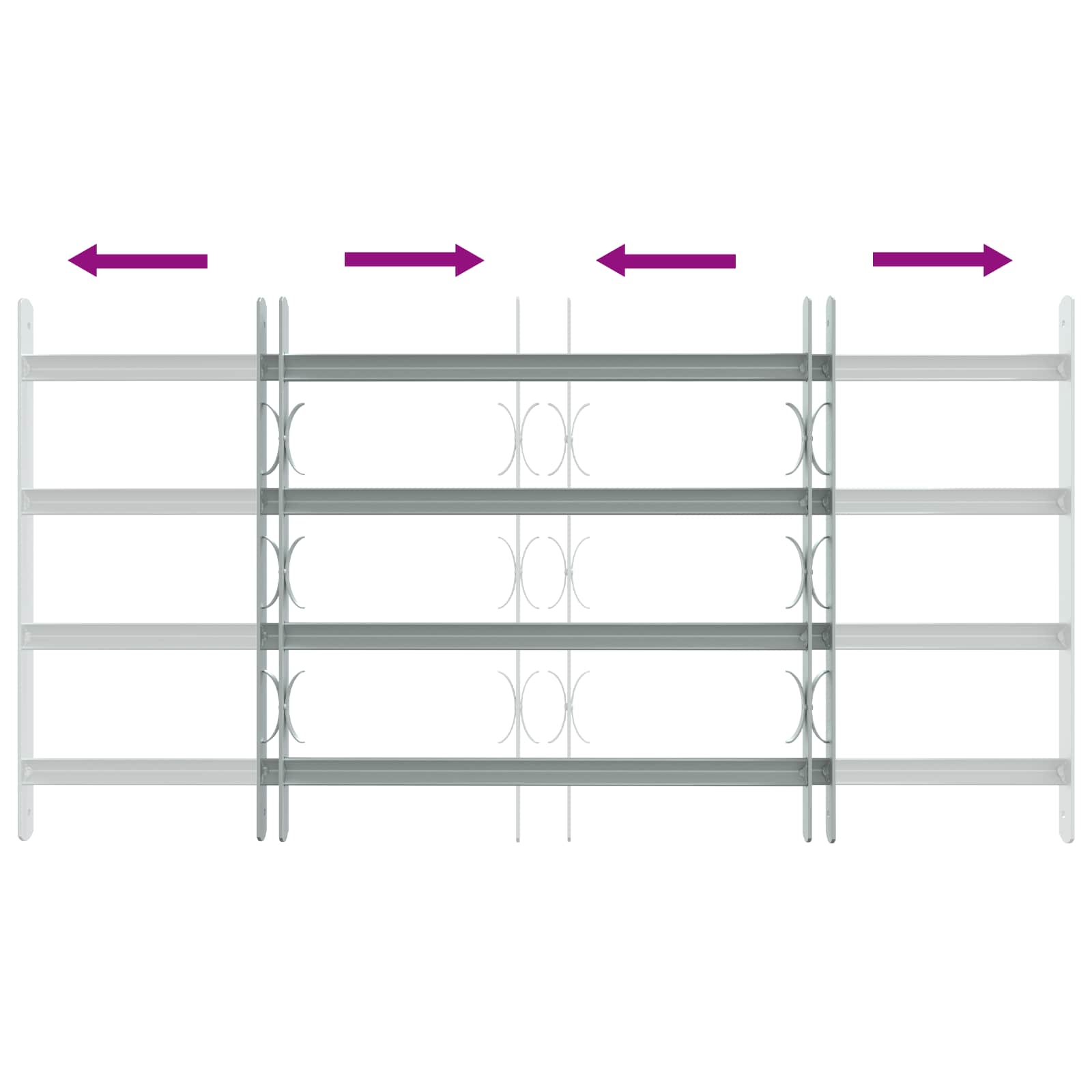 Sicherheitsgitter für Fenster mit 4 Querstangen 3 Stk.