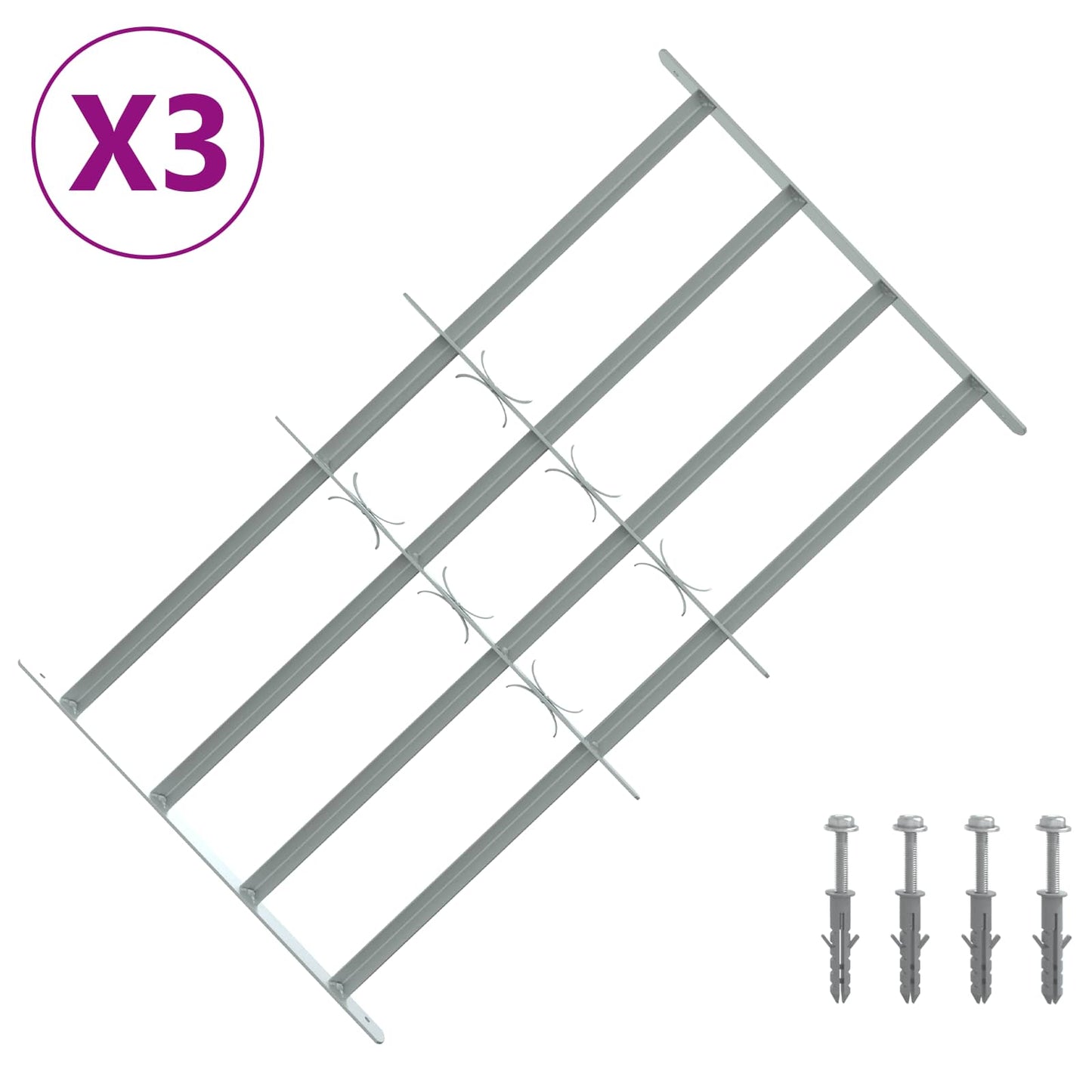 Sicherheitsgitter für Fenster mit 4 Querstangen 3 Stk.