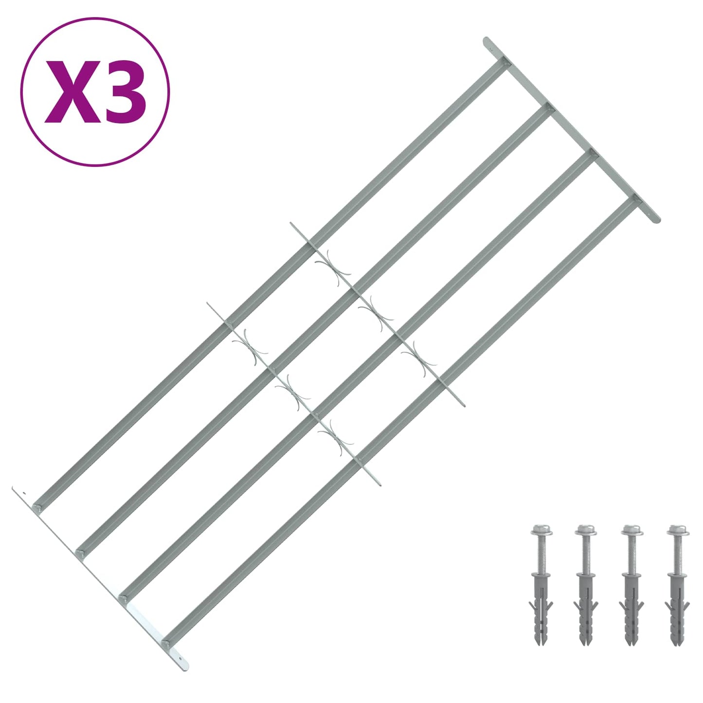 Sicherheitsgitter für Fenster mit 4 Querstangen 3 Stk.