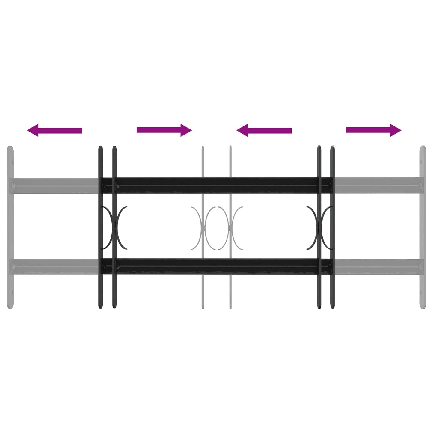 Sicherheitsgitter für Fenster mit 2 Querstangen 3 Stk. 43-74 cm