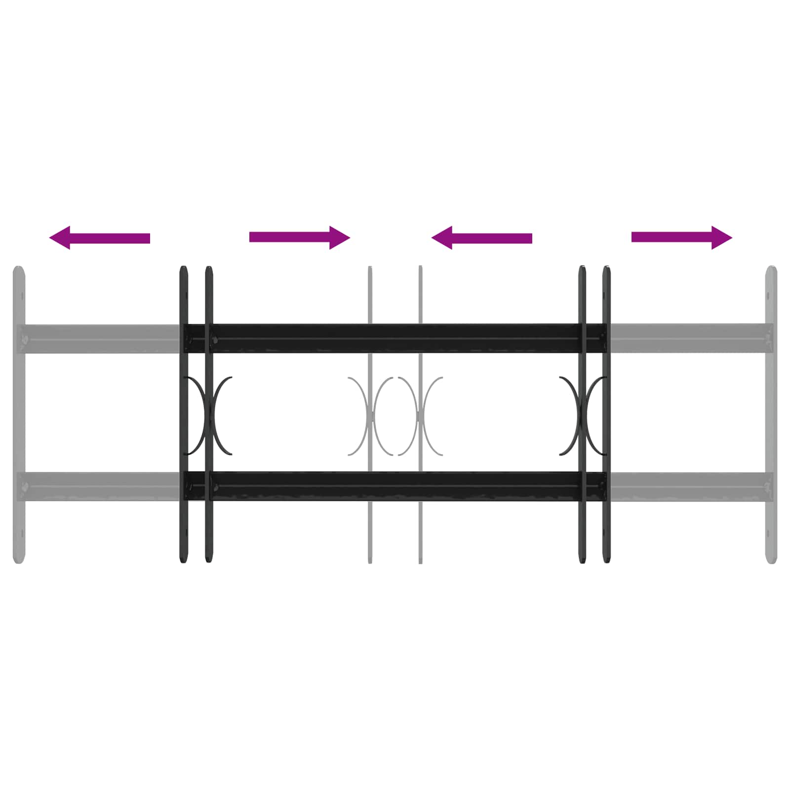 Sicherheitsgitter für Fenster mit 2 Querstangen 3 Stk. 43-74 cm