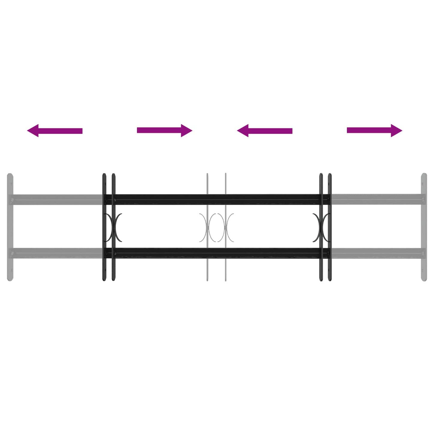 Sicherheitsgitter für Fenster mit 2 Querstangen 3 Stk.