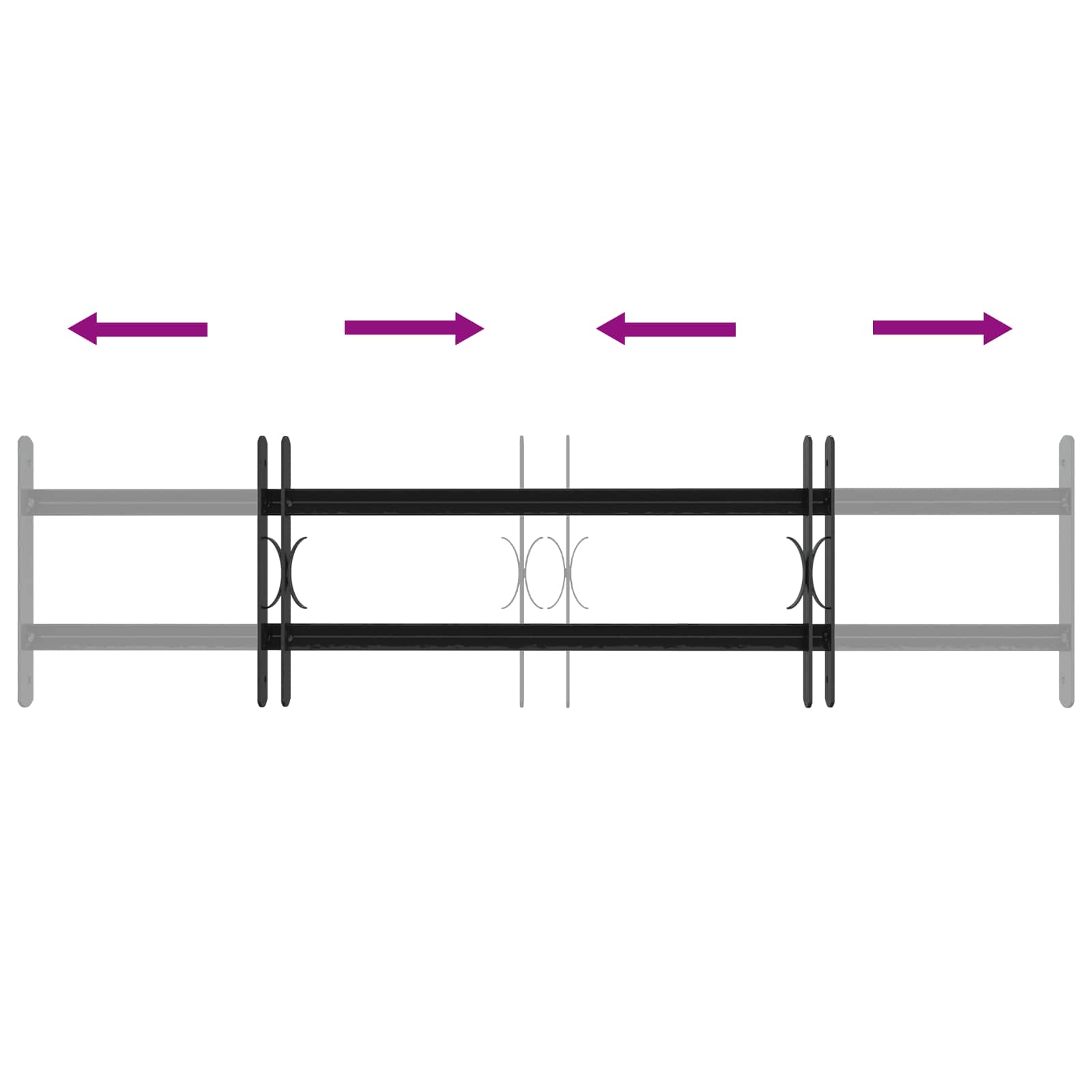 Sicherheitsgitter für Fenster mit 2 Querstangen 3 Stk.