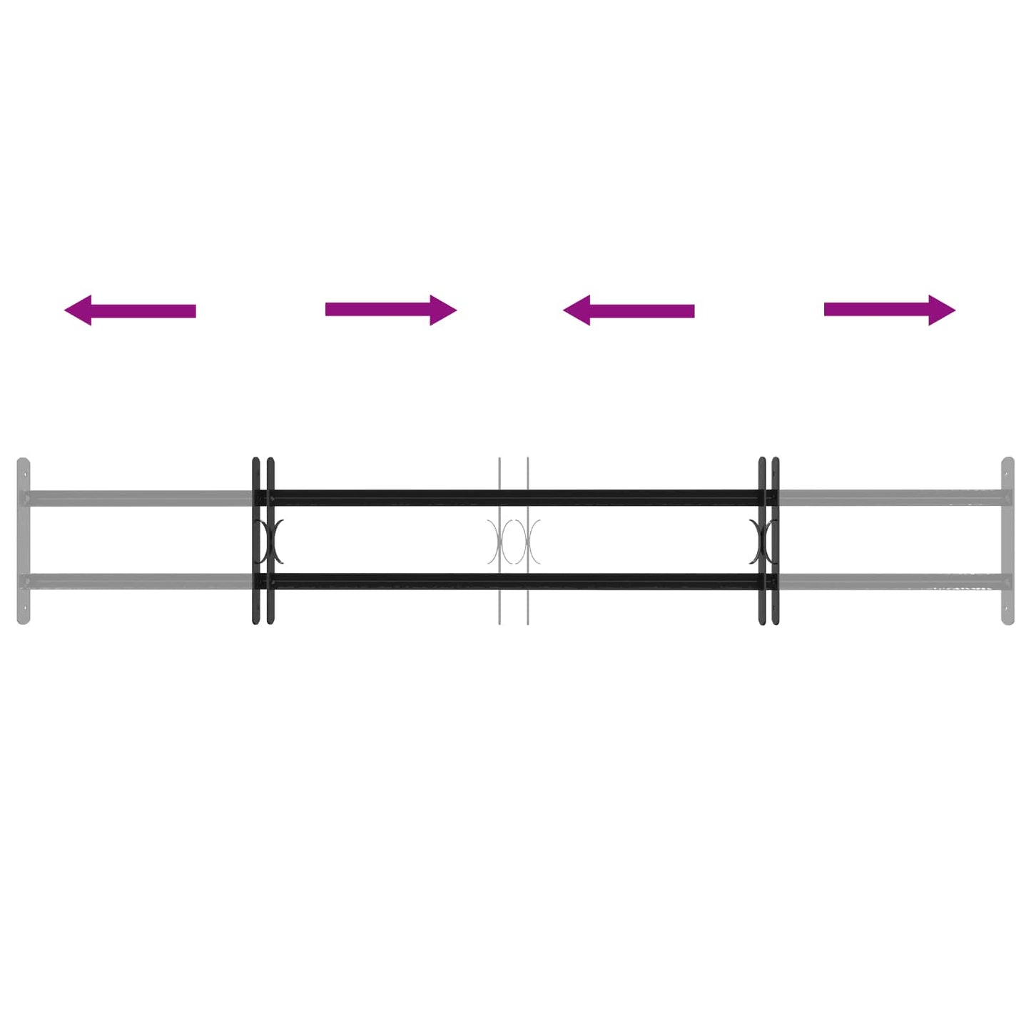 Sicherheitsgitter für Fenster mit 2 Querstangen 3 Stk.