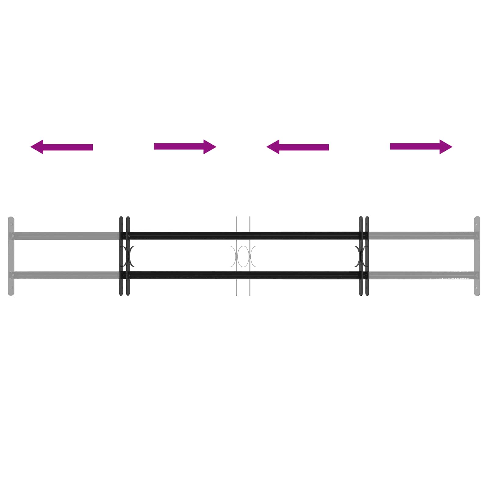 Sicherheitsgitter für Fenster mit 2 Querstangen 3 Stk.