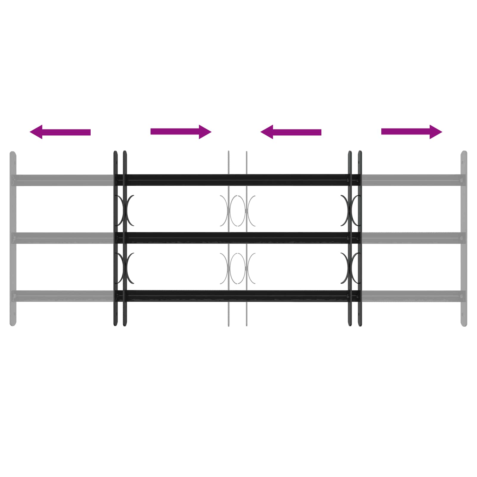 Sicherheitsgitter für Fenster mit 3 Querstangen 3 Stk.