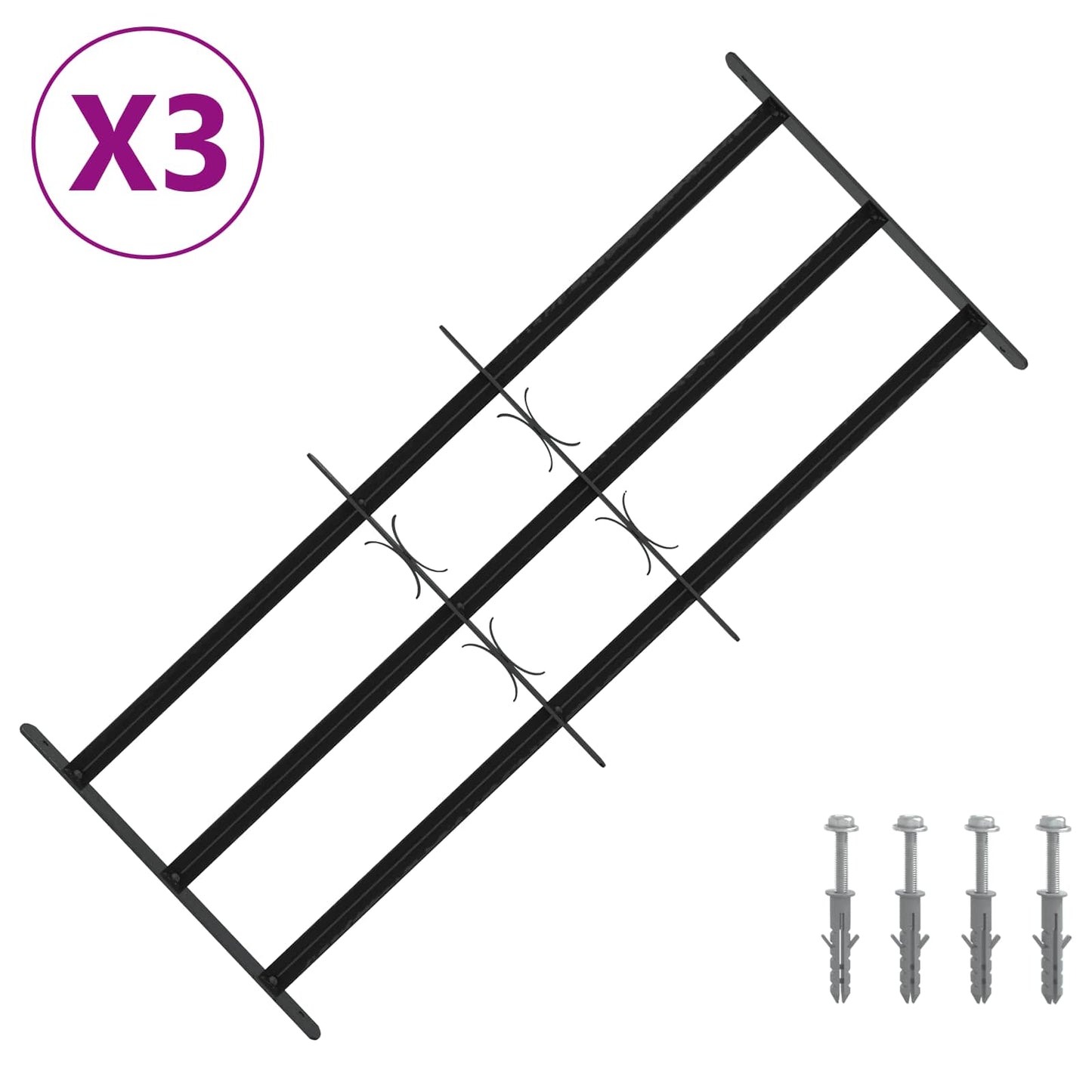 Sicherheitsgitter für Fenster mit 3 Querstangen 3 Stk.