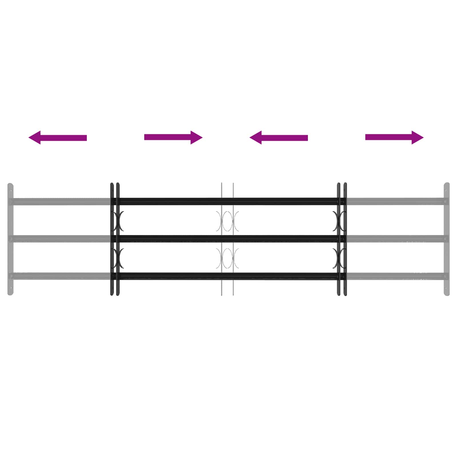 Sicherheitsgitter für Fenster mit 3 Querstangen 3 Stk.