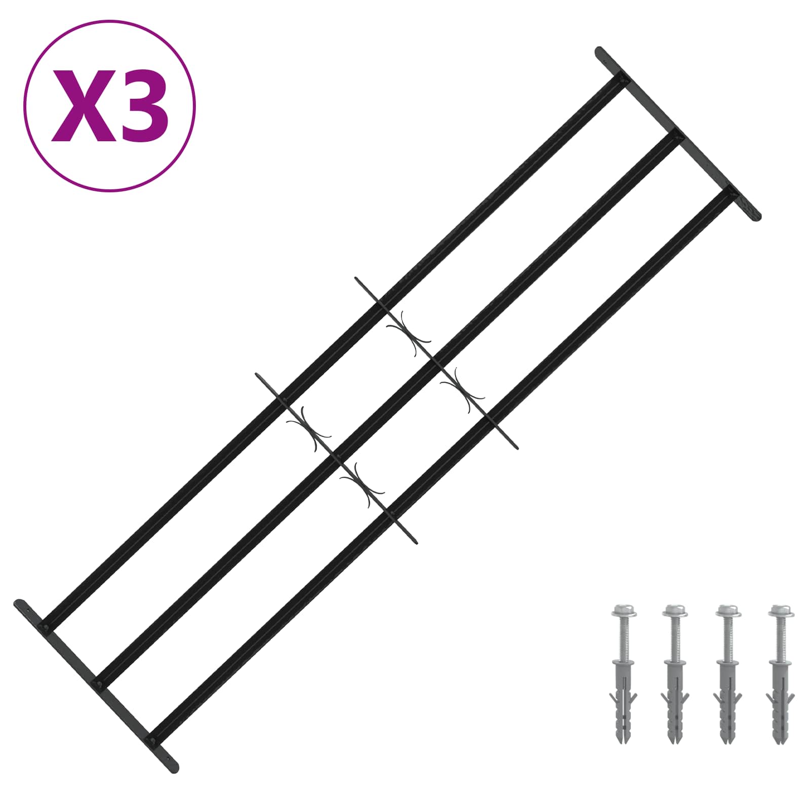 Sicherheitsgitter für Fenster mit 3 Querstangen 3 Stk.