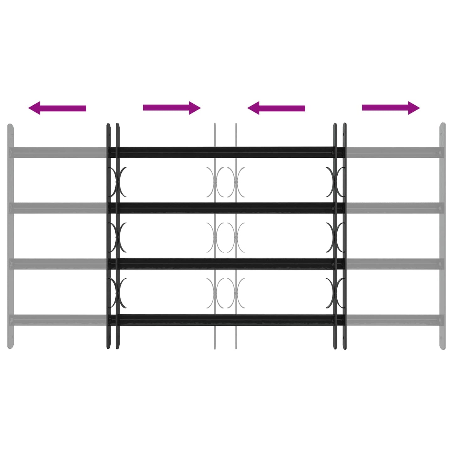 Sicherheitsgitter für Fenster mit 4 Querstangen 3 Stk.