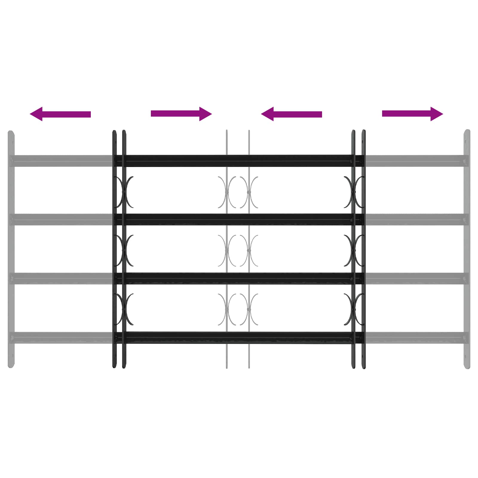 Sicherheitsgitter für Fenster mit 4 Querstangen 3 Stk.
