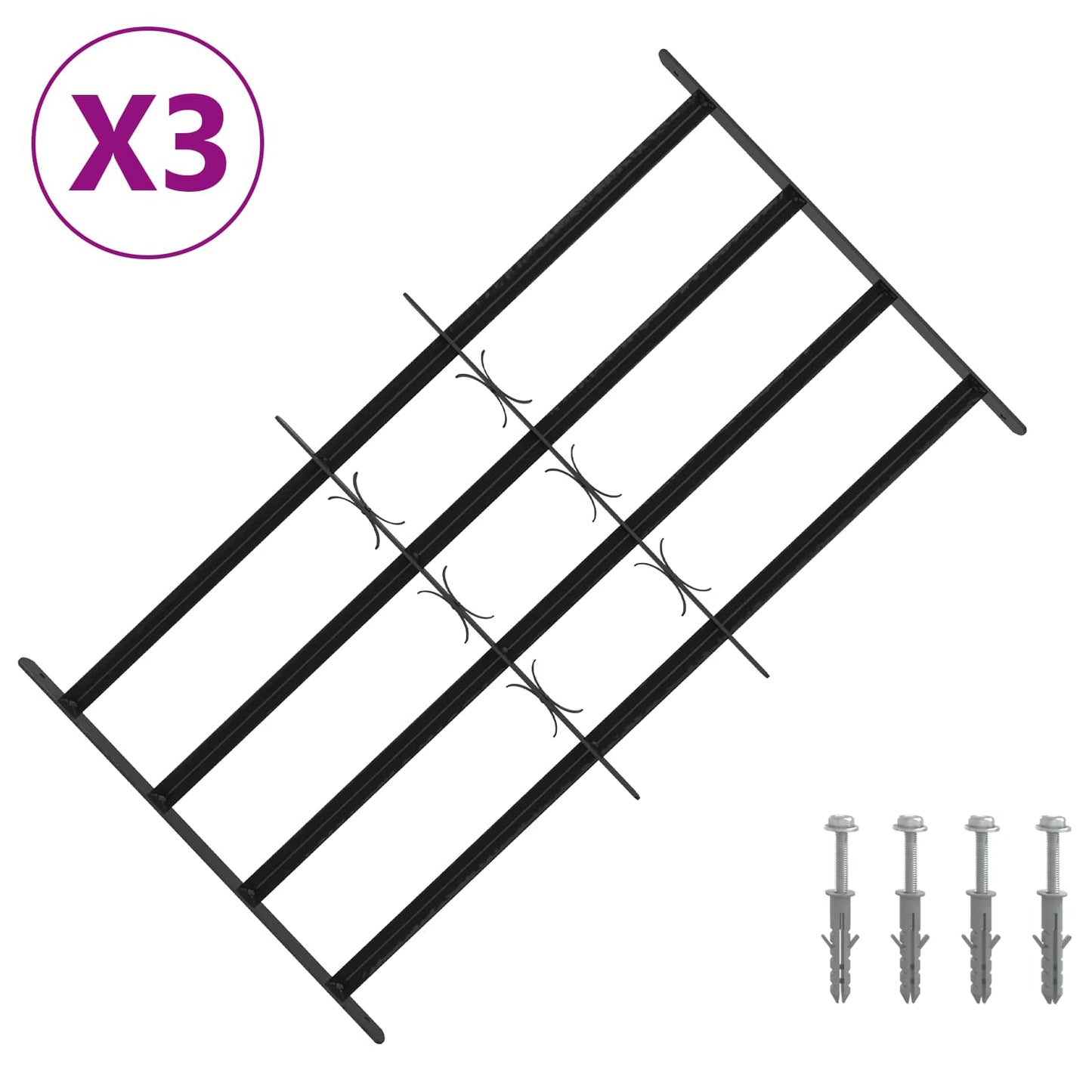 Sicherheitsgitter für Fenster mit 4 Querstangen 3 Stk.