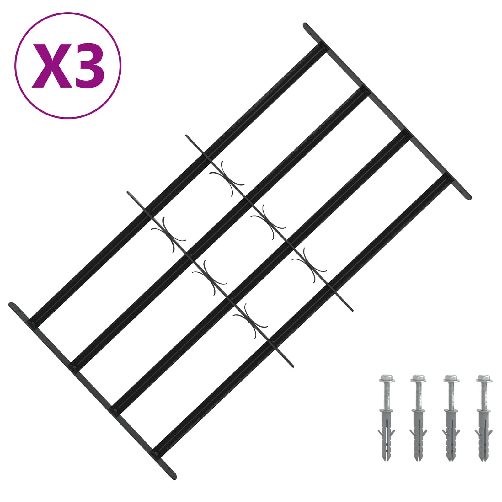 Sicherheitsgitter für Fenster mit 4 Querstangen 3 Stk.