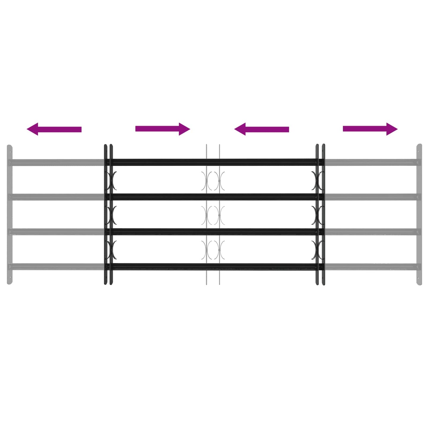 Sicherheitsgitter für Fenster mit 4 Querstangen 3 Stk.
