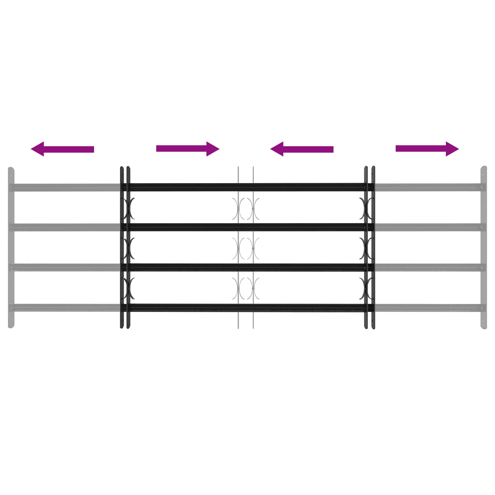Sicherheitsgitter für Fenster mit 4 Querstangen 3 Stk.