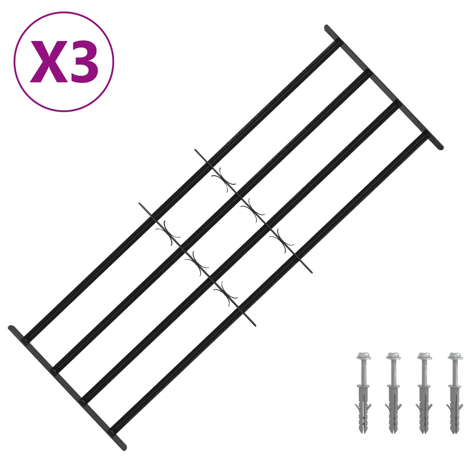 Sicherheitsgitter für Fenster mit 4 Querstangen 3 Stk.