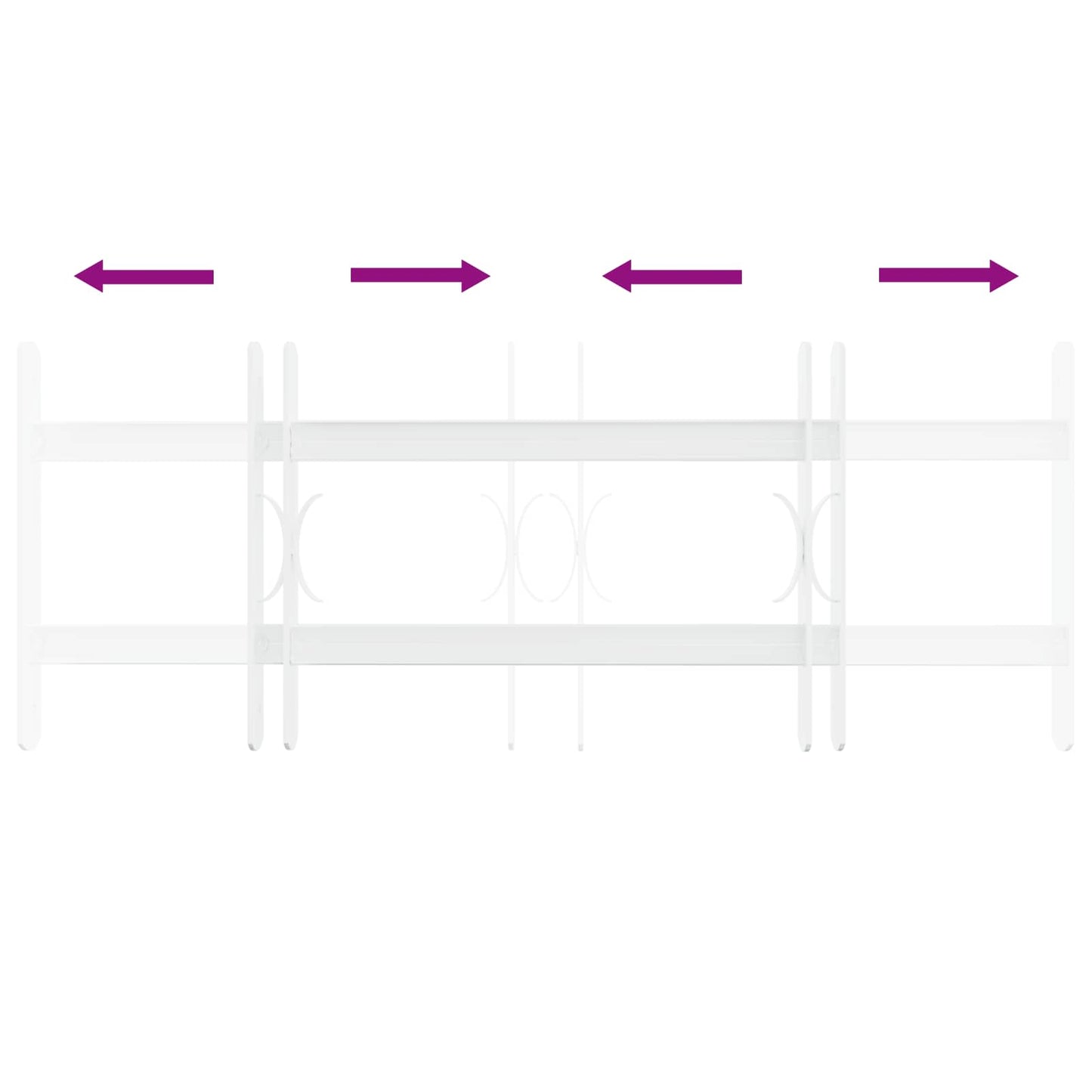 Sicherheitsgitter für Fenster mit 2 Querstangen 3 stk. 43-74 cm