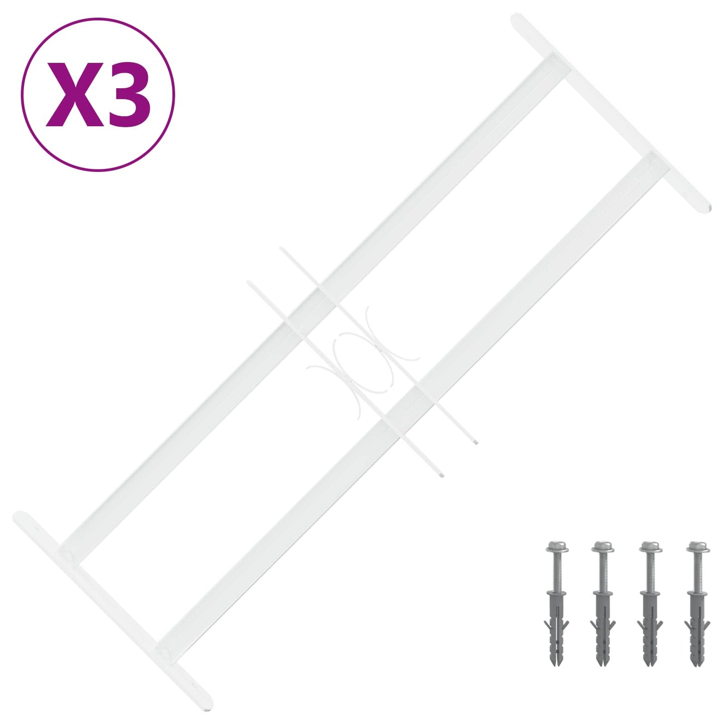 Sicherheitsgitter für Fenster mit 2 Querstangen 3 stk. 43-74 cm