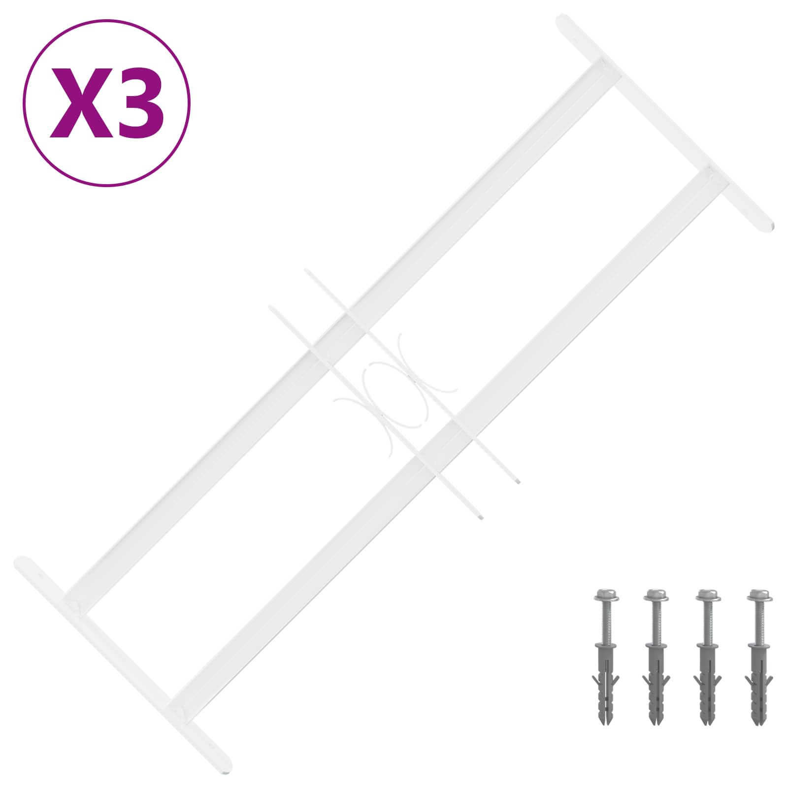 Sicherheitsgitter für Fenster mit 2 Querstangen 3 stk. 43-74 cm