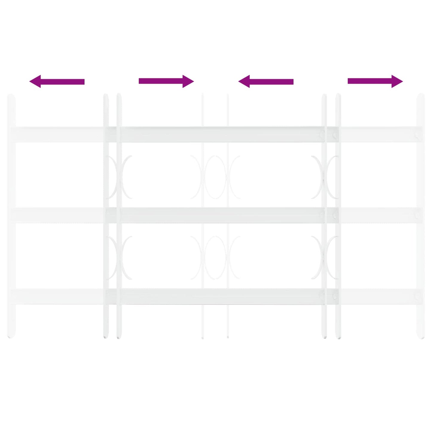 Sicherheitsgitter für Fenster mit 3 Querstreben 3 stk. 43-74 cm