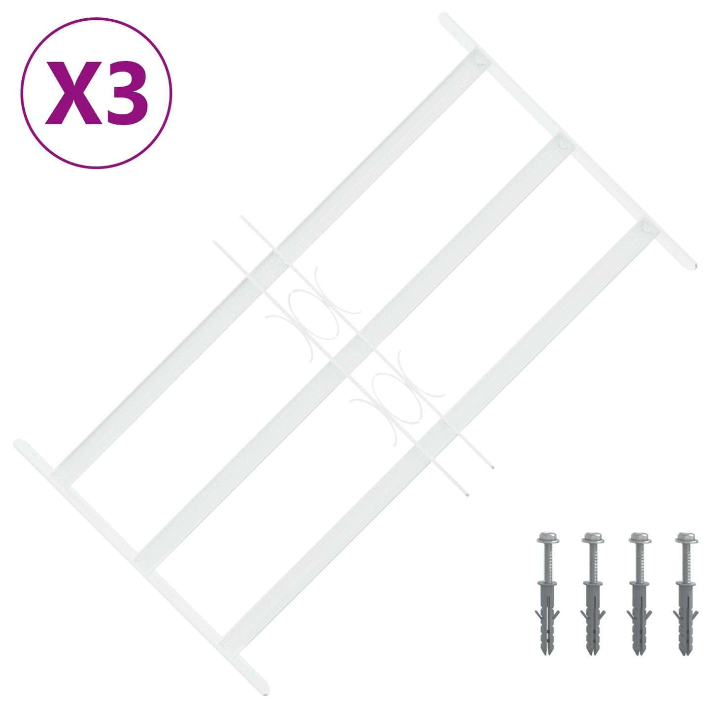 Sicherheitsgitter für Fenster mit 3 Querstreben 3 stk. 43-74 cm