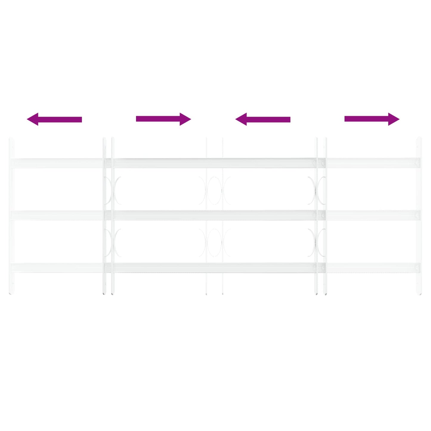 Sicherheitsgitter für Fenster mit 3 Querbalken 3 stk. 63-114 cm
