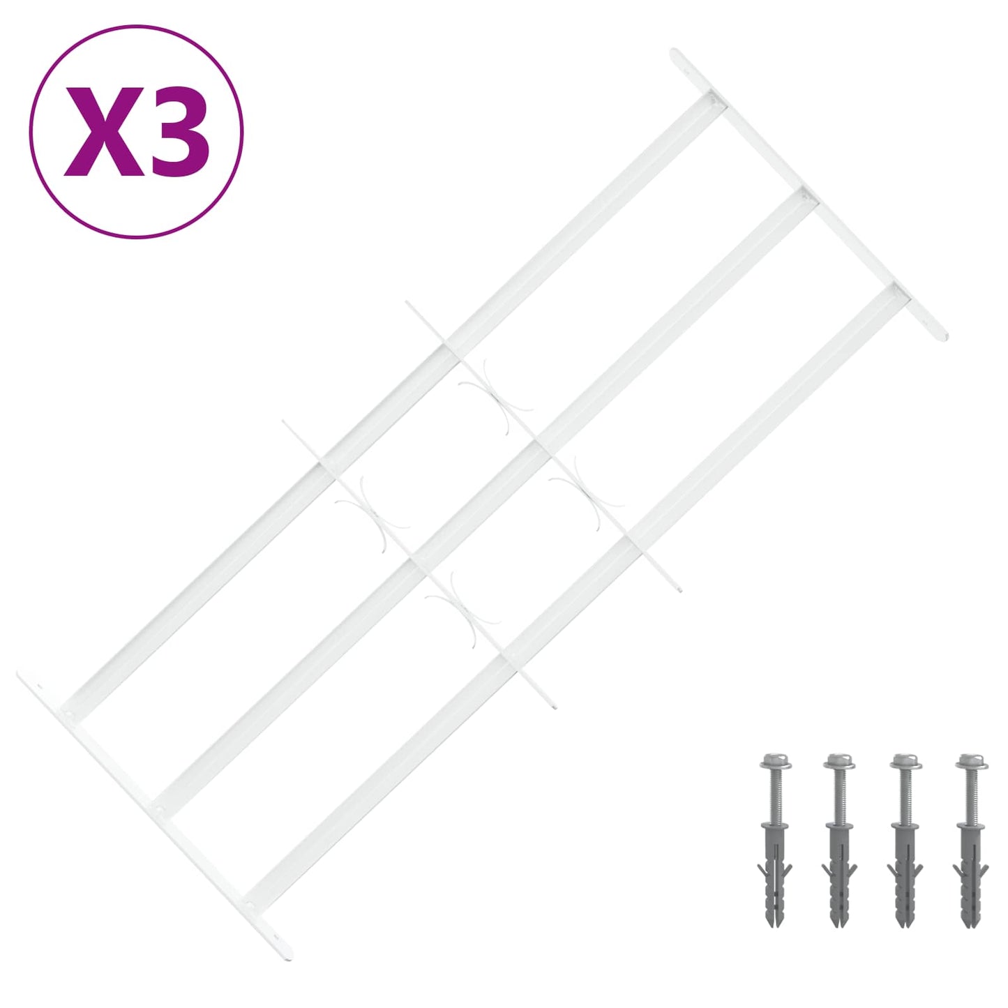 Sicherheitsgitter für Fenster mit 3 Querbalken 3 stk. 63-114 cm