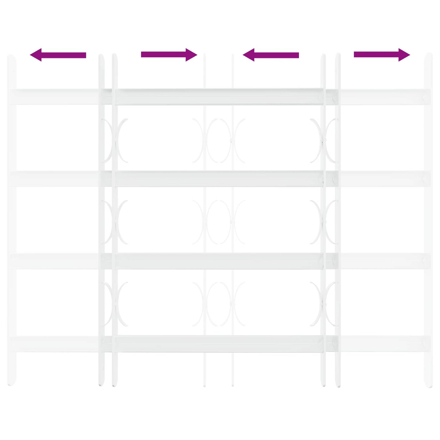 Security Grille for Windows with 4 Crossbars 3 stk. 43-74 cm