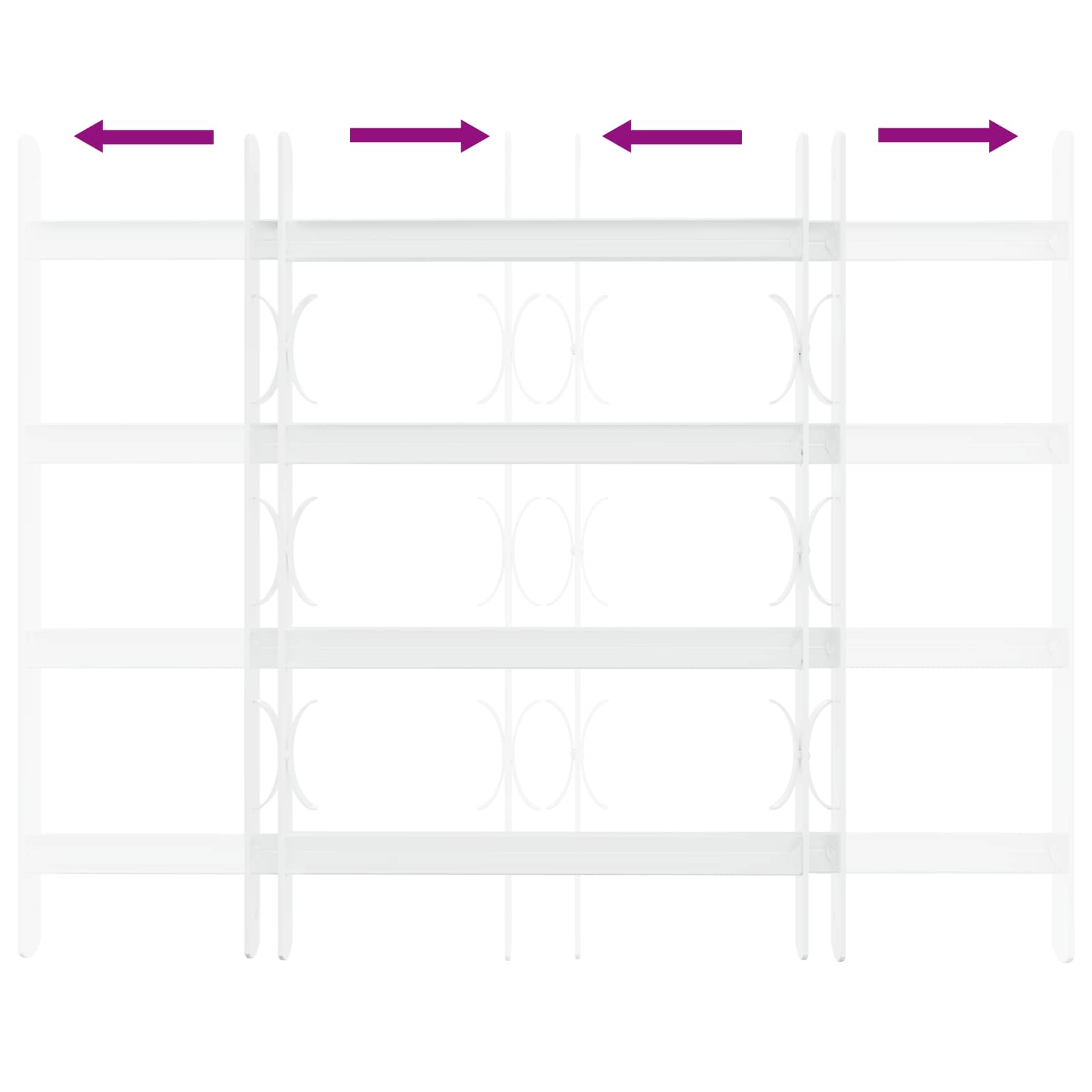 Security Grille for Windows with 4 Crossbars 3 stk. 43-74 cm