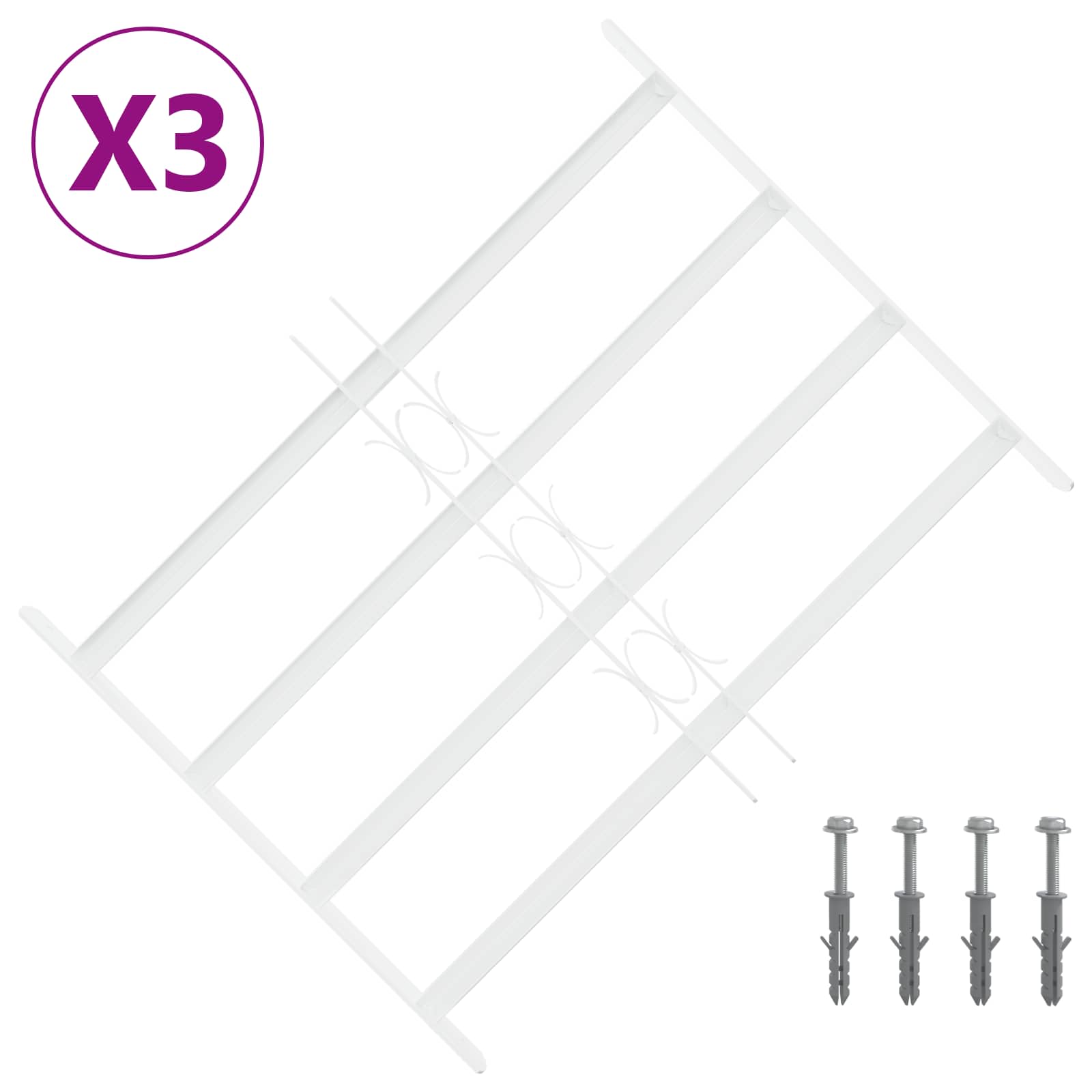 Security Grille for Windows with 4 Crossbars 3 stk. 43-74 cm