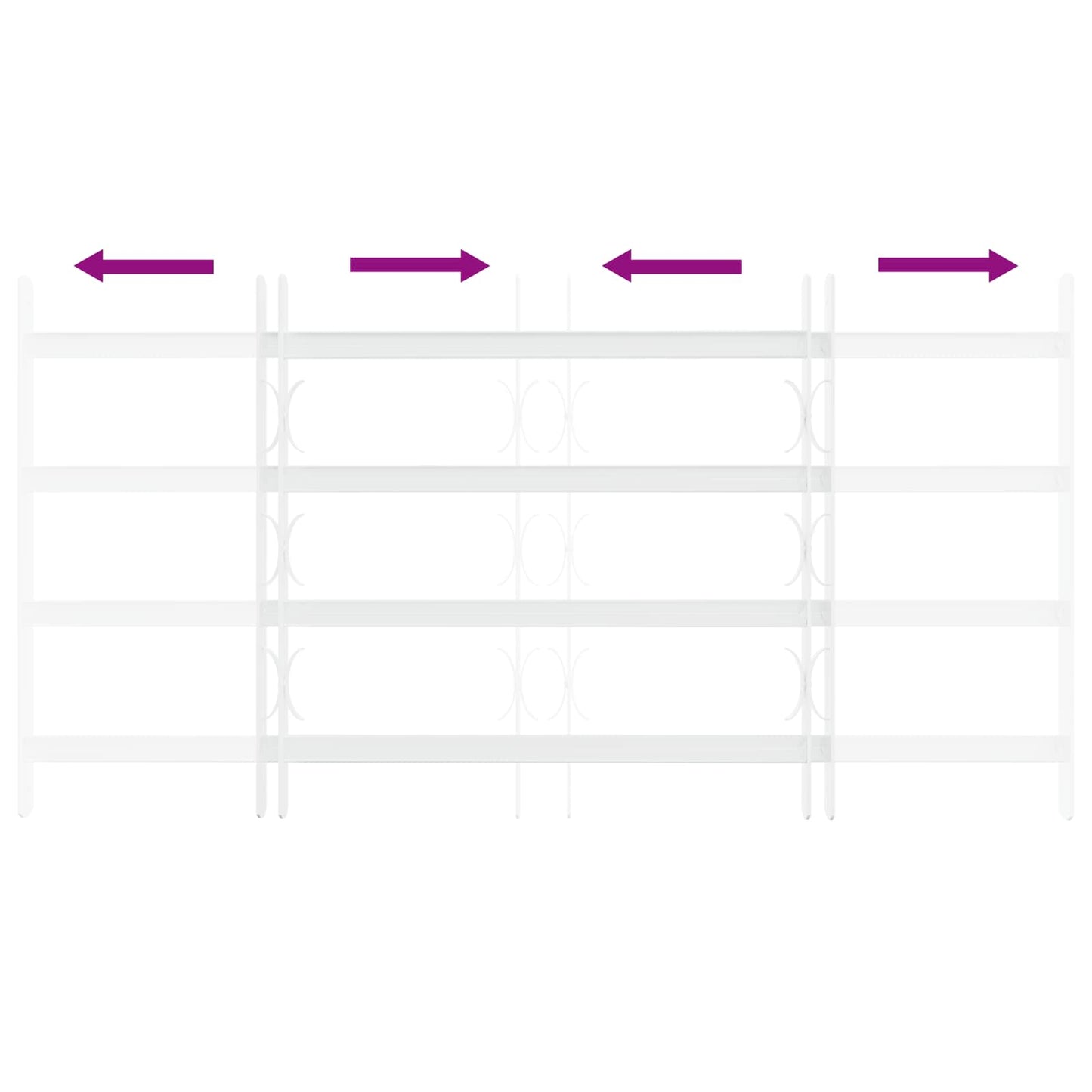 Security Grille for Windows with 4 Crossbars 3 stk. 63-114 cm