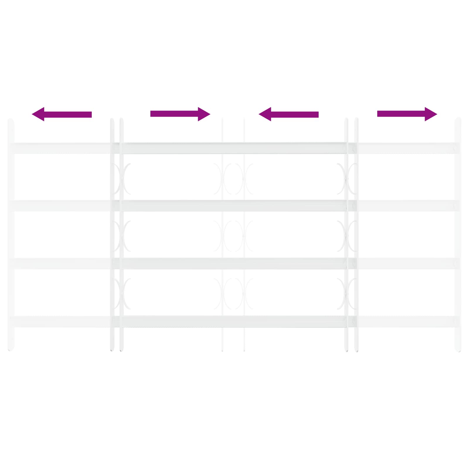 Security Grille for Windows with 4 Crossbars 3 stk. 63-114 cm