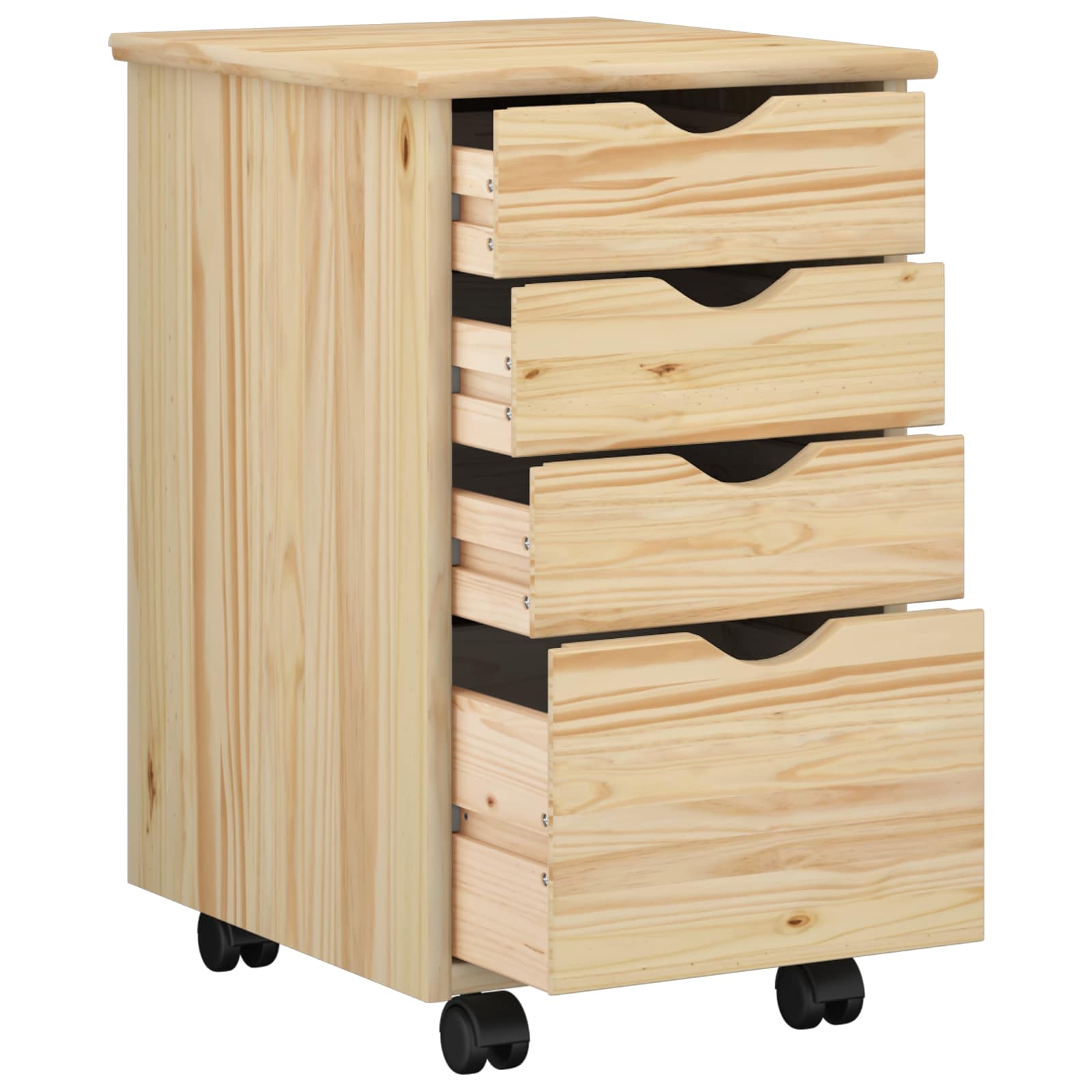 Rollschrank Mit Rad Braun 34 x 39 x 56 cm Massives Kiefernholz