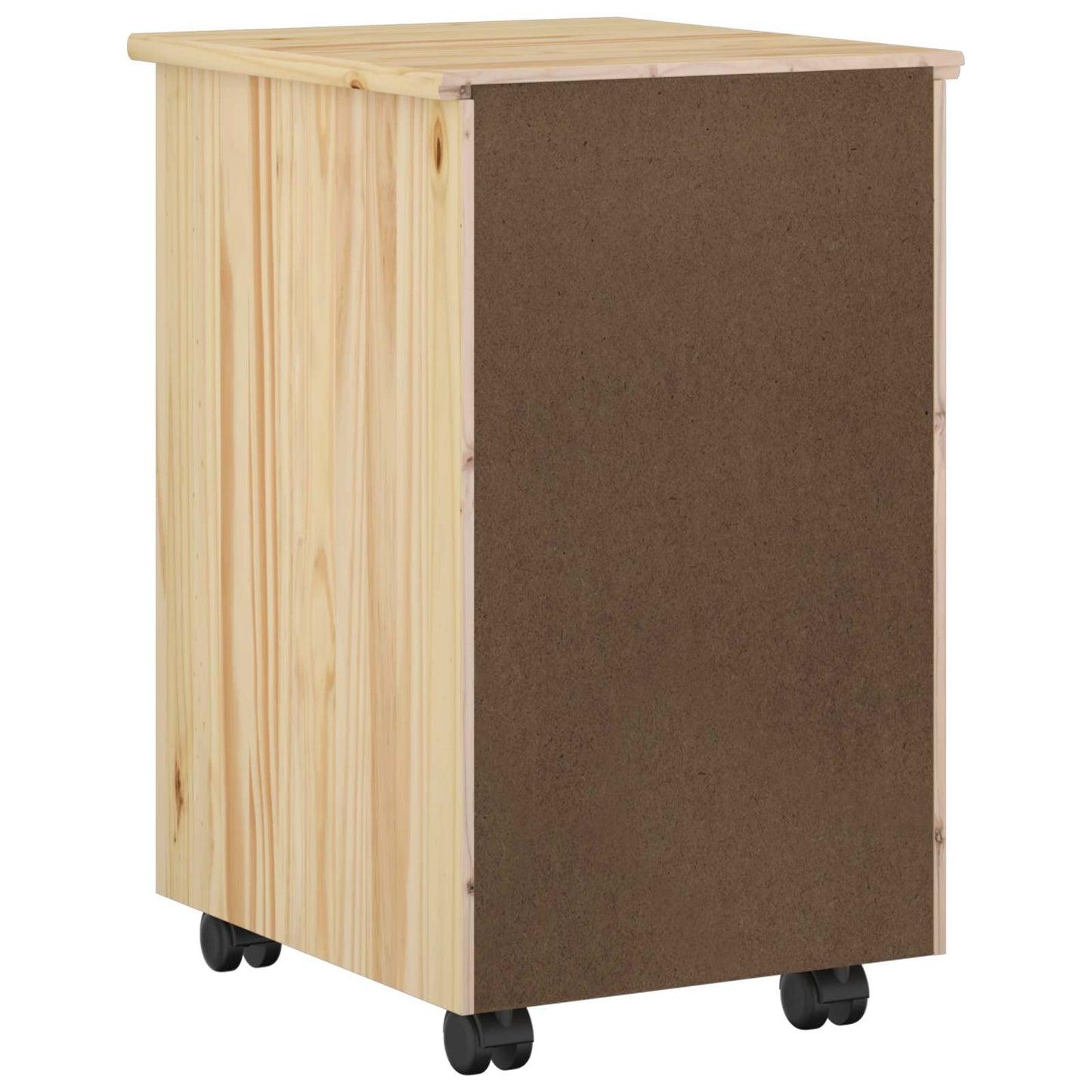 Rollschrank Mit Rad Braun 34 x 39 x 56 cm Massives Kiefernholz