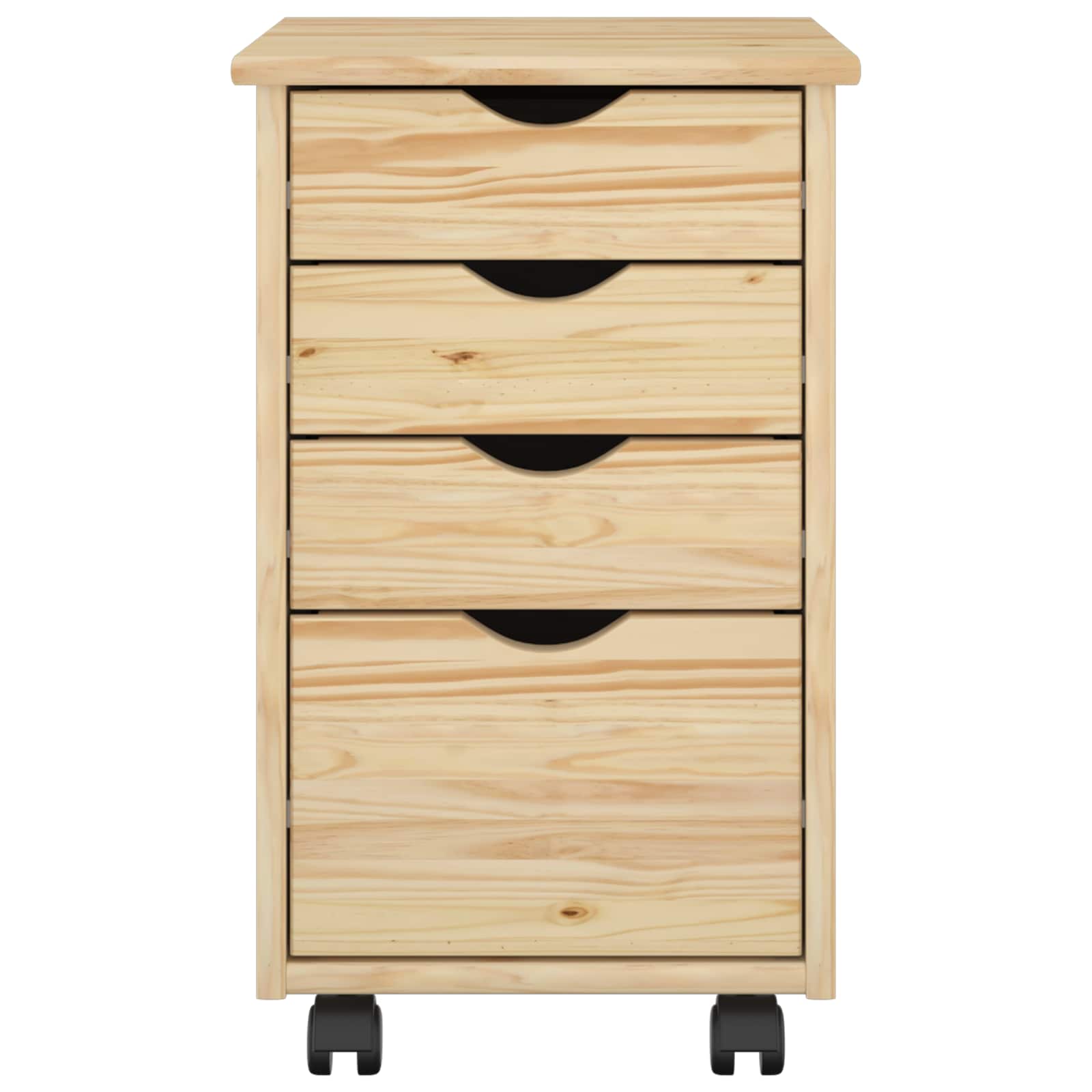 Rollschrank Mit Rad Braun 34 x 39 x 56 cm Massives Kiefernholz