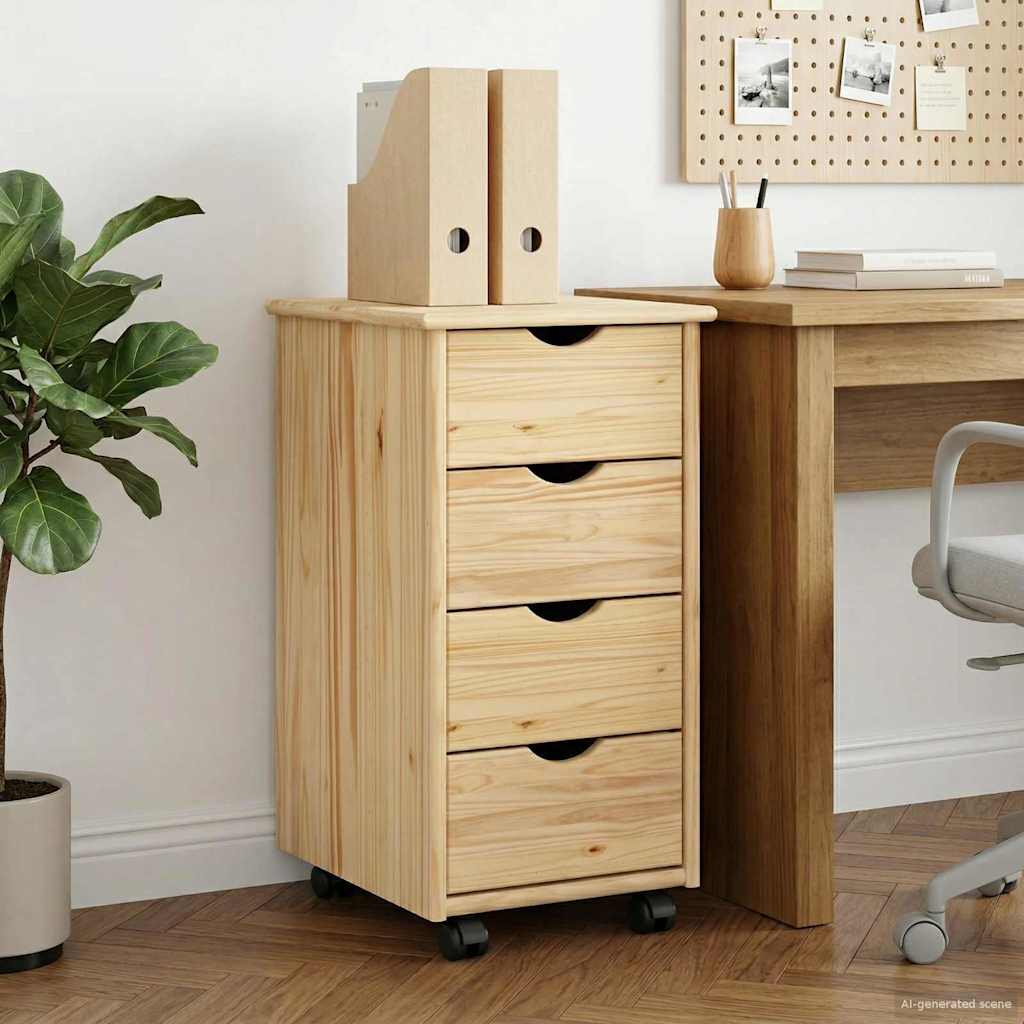 Rollschrank 34 x 39 x 65,5 cm Massivholz Kiefer Braun