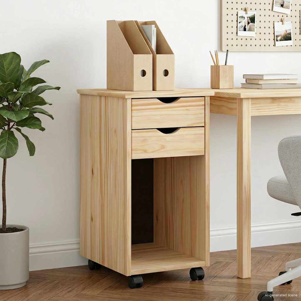 Rollschrank 34 x 39 x 65,5 cm Massives Kiefernholz Braun