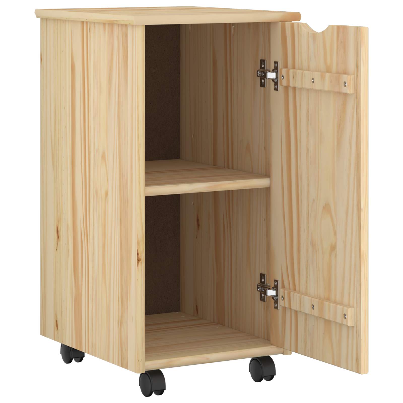 Rollschrank Mit Rad Braun 34 x 39 x 65,5 cm Massivholz Kiefer