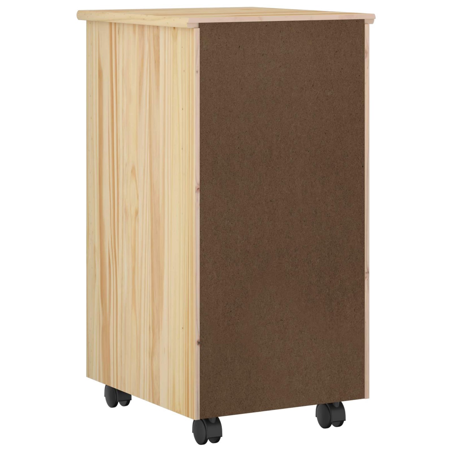 Rollschrank Mit Rad Braun 34 x 39 x 65,5 cm Massivholz Kiefer