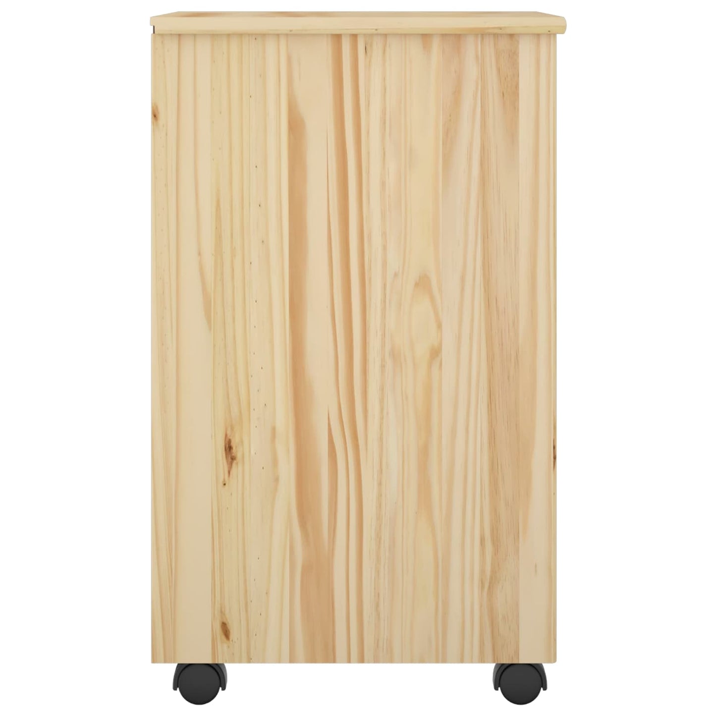 Rollschrank Mit Rad Braun 34 x 39 x 65,5 cm Massivholz Kiefer