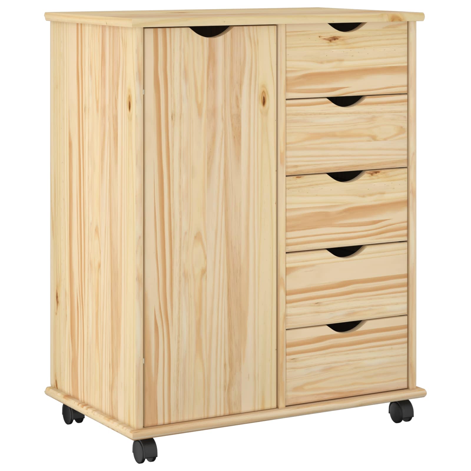 Rollschrank 63,5 x 39 x 79 cm Massivholz Kiefer Braun