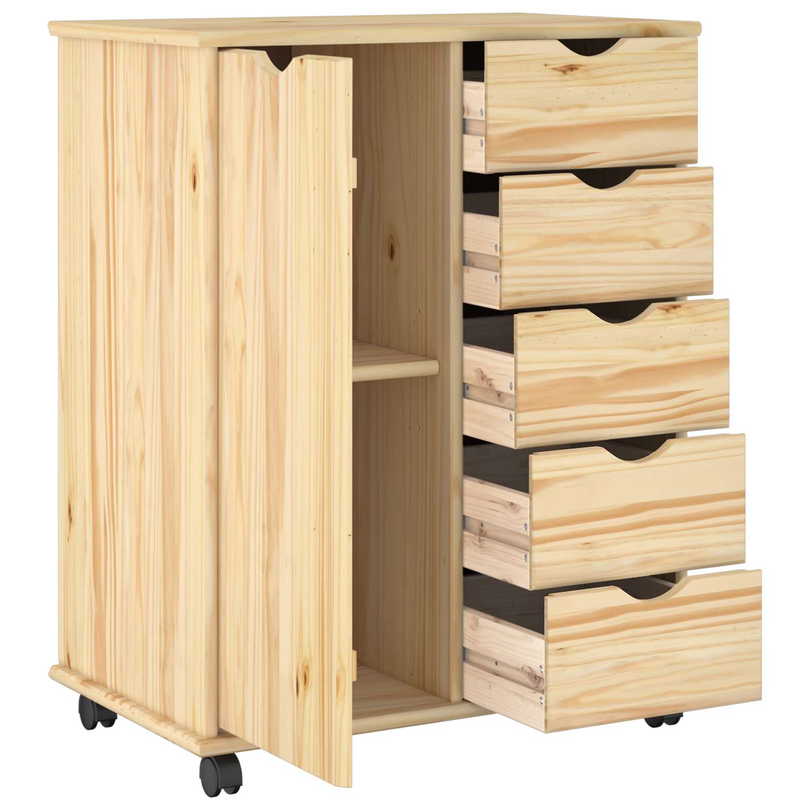 Rollschrank 63,5 x 39 x 79 cm Massivholz Kiefer Braun