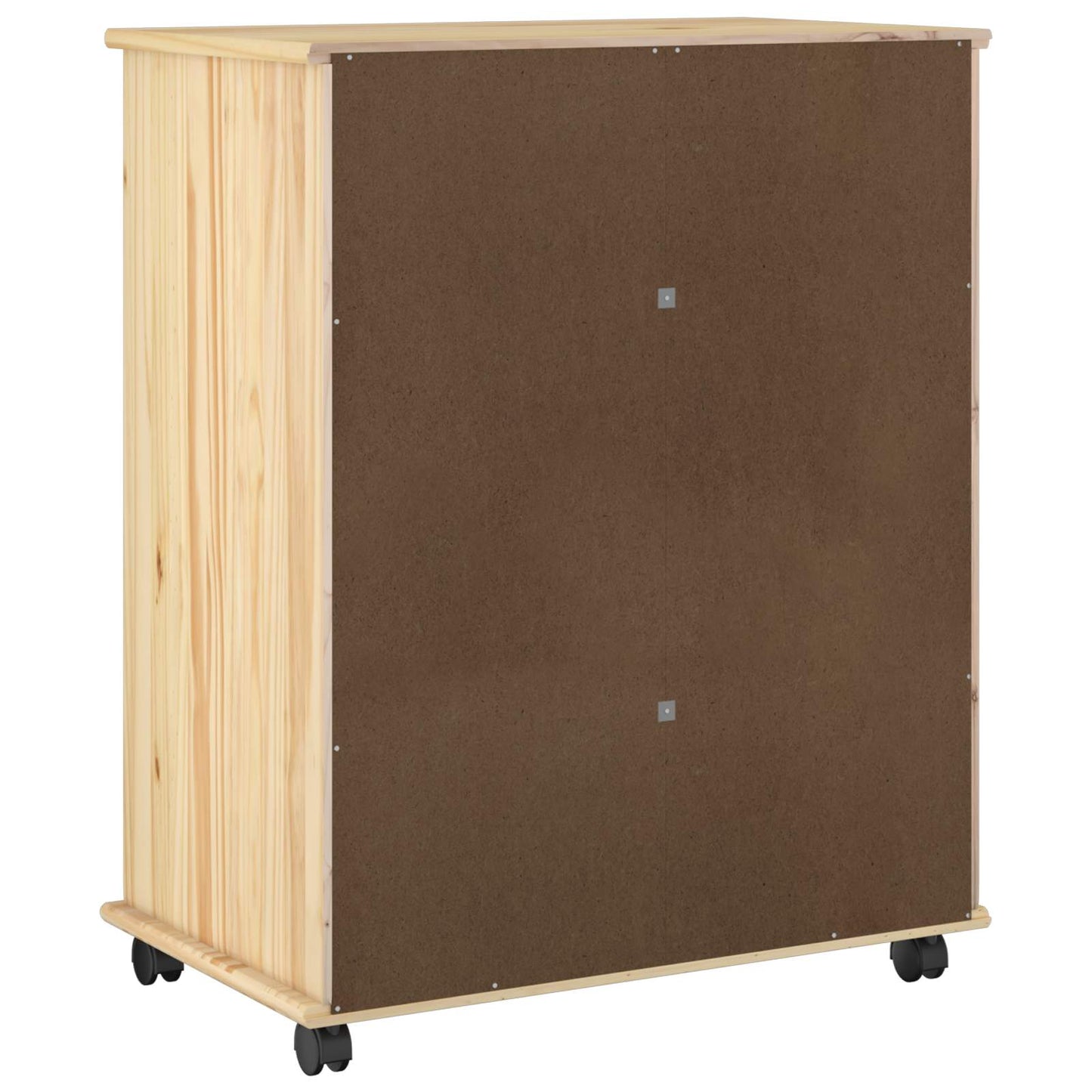 Rollschrank 63,5 x 39 x 79 cm Massivholz Kiefer Braun