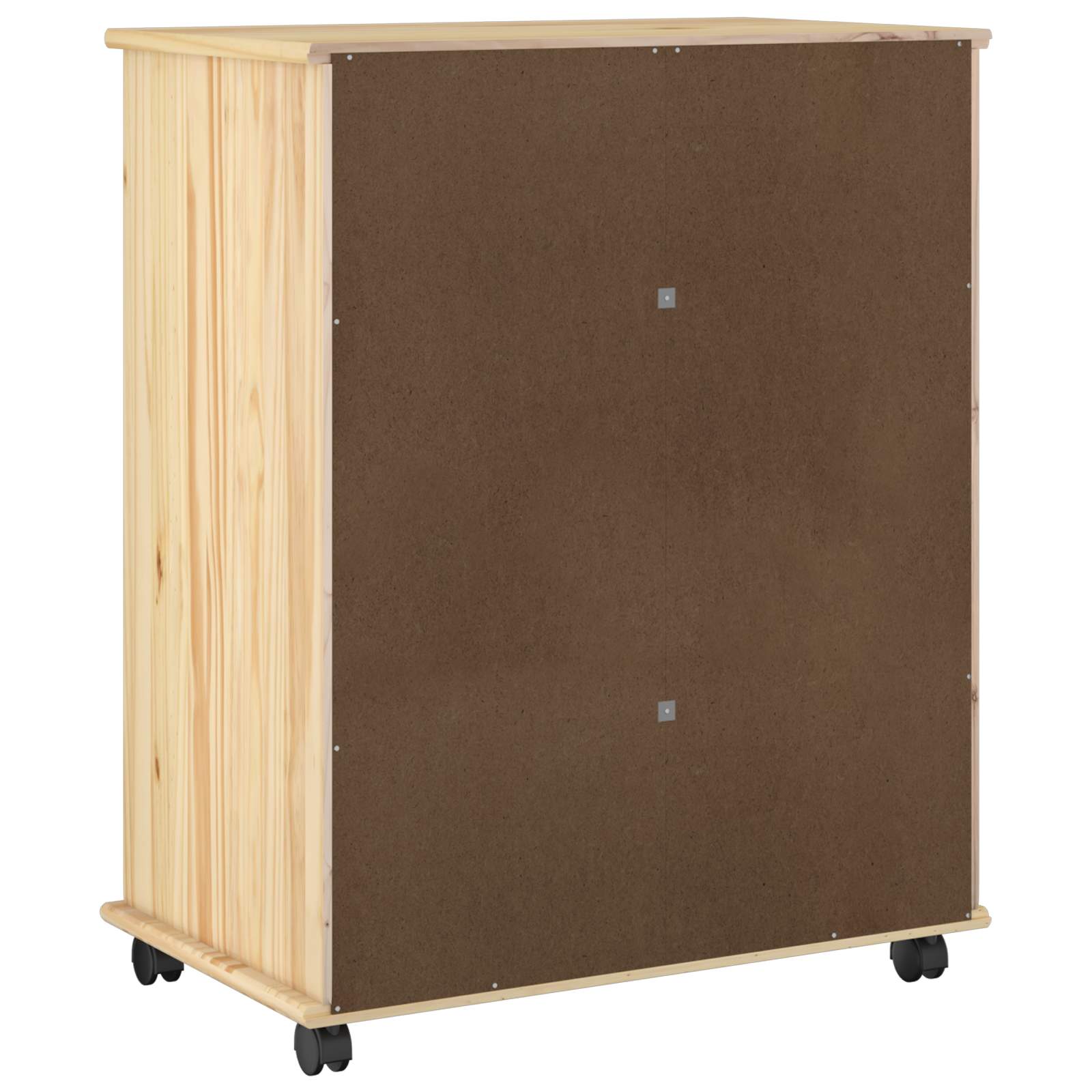 Rollschrank 63,5 x 39 x 79 cm Massivholz Kiefer Braun