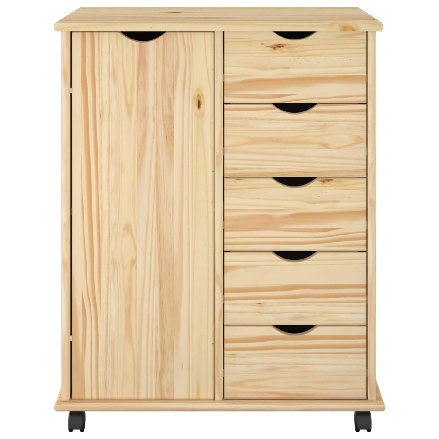 Rollschrank 63,5 x 39 x 79 cm Massivholz Kiefer Braun