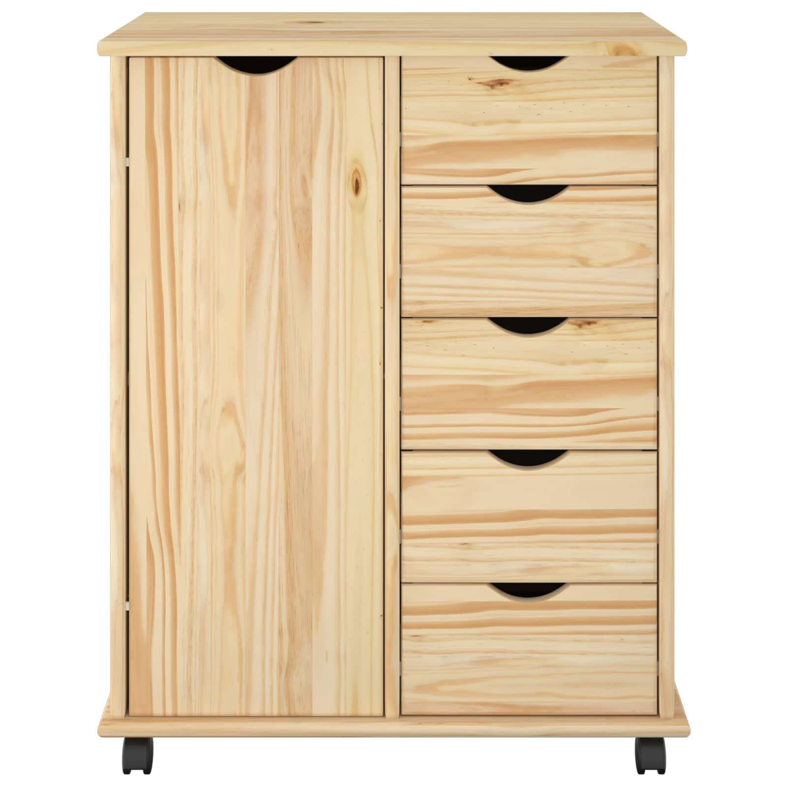 Rollschrank 63,5 x 39 x 79 cm Massivholz Kiefer Braun