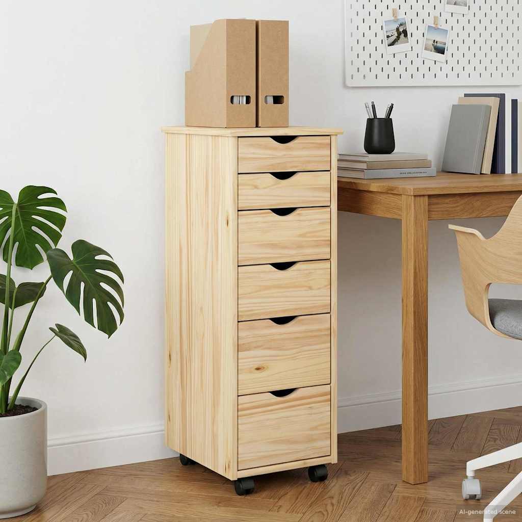 Rollschrank 34 x 39 x 93,5 cm Massivholz Kiefer Braun