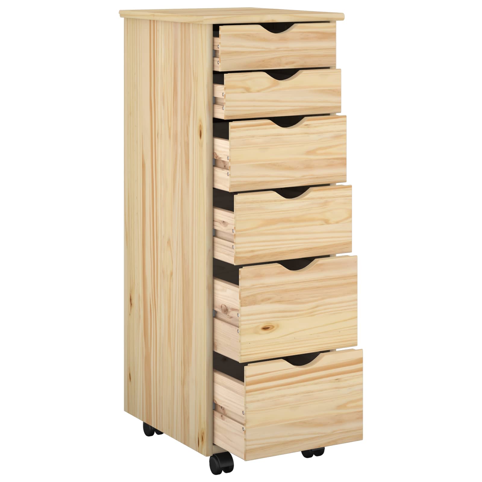 Rollschrank 34 x 39 x 93,5 cm Massivholz Kiefer Braun