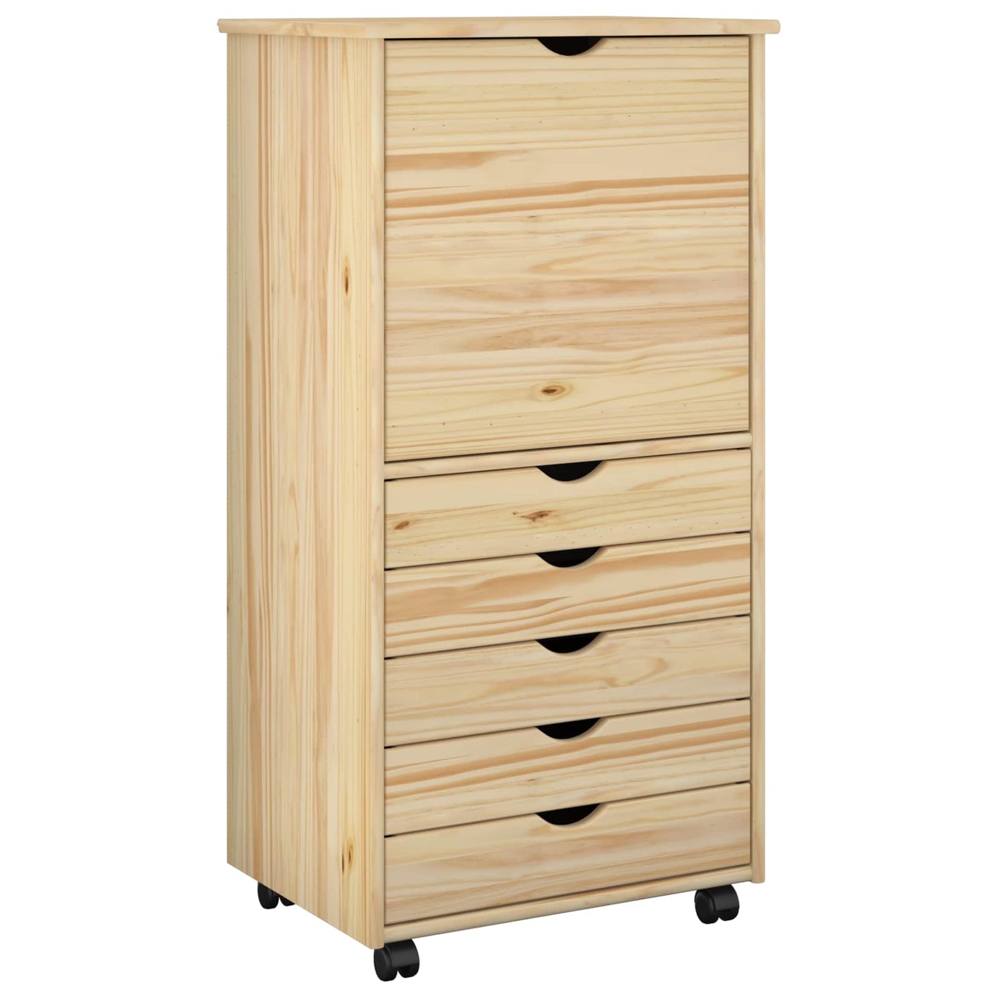 Rollschrank 53 x 39 x 103 cm Massivholz Kiefer Braun