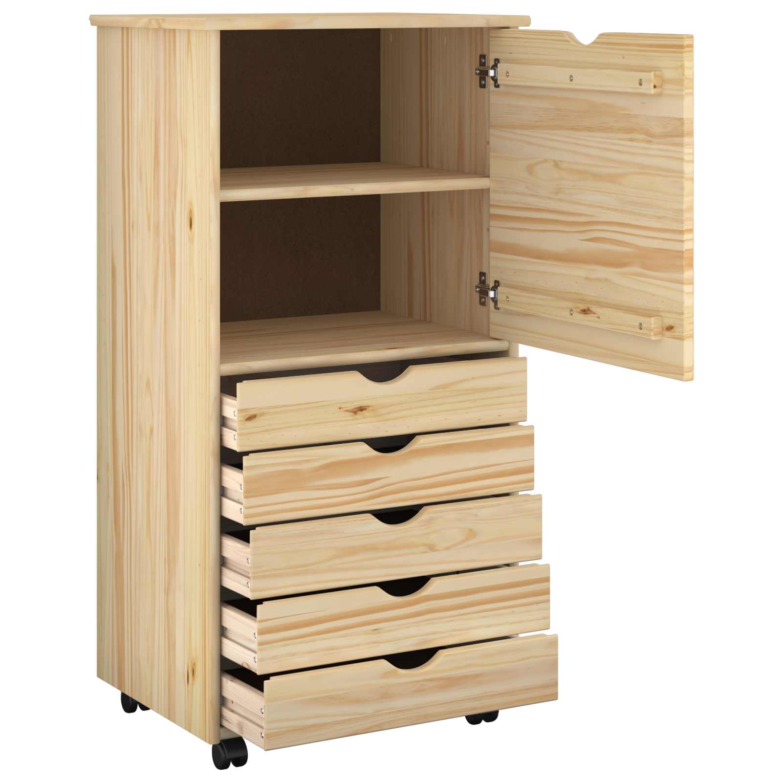 Rollschrank 53 x 39 x 103 cm Massivholz Kiefer Braun